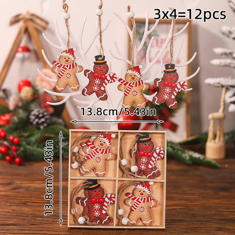 9/12pcs Christmas Dwarf Wooden Pendant
