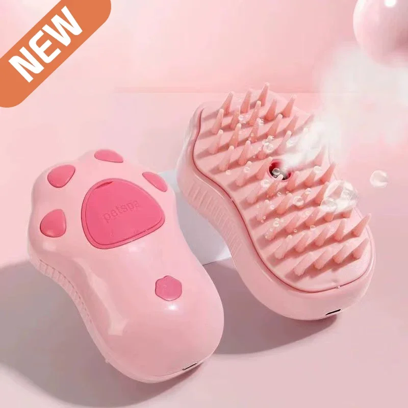 3-in-1 Electric Pet Grooming Brush with Steam Spray | Cat & Dog Detangler Comb