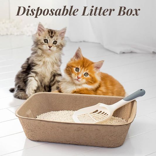 Disposable Cat Litter Box Leak-Proof Cardboard Tray for Travel & Temporary Use